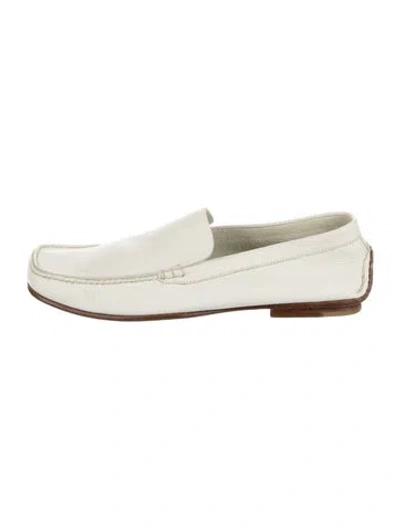 Pre-owned Jil Sander Leather Whipstitch Trim Loafers In White