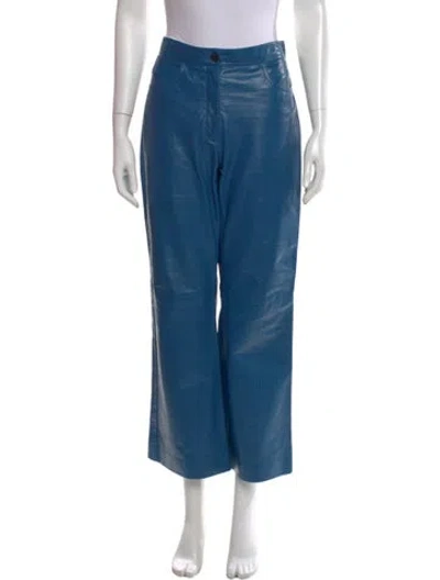 Pre-owned Jil Sander Leather Wide Leg Pants In Blue