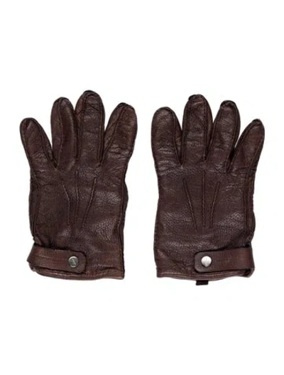 Pre-owned Jil Sander Leather Winter Gloves In Brown