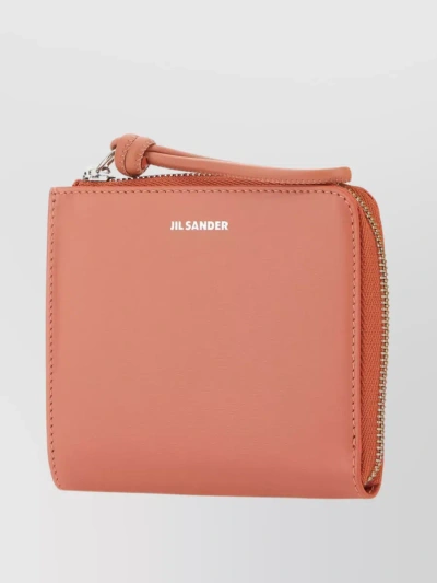 Jil Sander Leather Wrist Wallet With Unique Strap In Pink