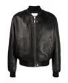 Jil Sander Leather Zip-up Bomber Jacket In Black