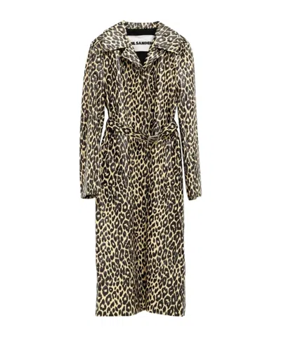 JIL SANDER LEOPARD-PRINT BELTED SINGLE-BREASTED COAT