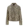 Jil Sander Leopard Print Coated Linen Crop Jacket In Animal Print