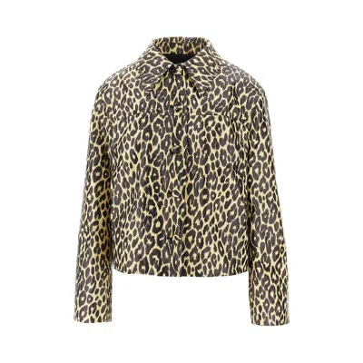 JIL SANDER LEOPARD PRINT COATED LINEN JACKET