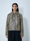 Jil Sander Leopard Print Coated Linen Crop Jacket In Animal Print