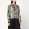 Jil Sander Leopard Print Coated Linen Crop Jacket In Animal Print