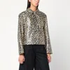 Jil Sander Leopard Print Coated Linen Crop Jacket In Animal Print