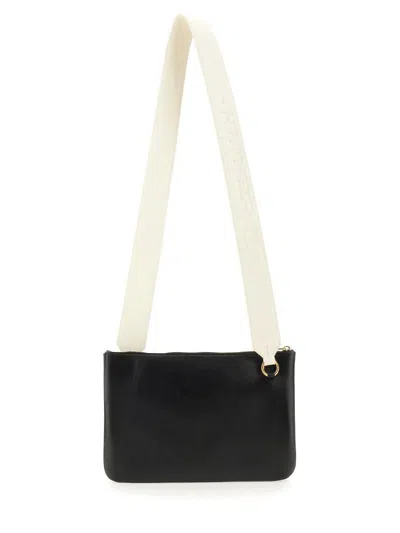 Jil Sander Lg Leather Link Bag In Black