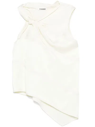 JIL SANDER LIGHT BEIGE ASYMMETRIC TOP WITH A KNOT