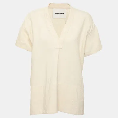 Pre-owned Jil Sander Light Beige Canvas Tunic Tops S In Sand