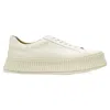 Jil Sander Light Beige Leather Chunky Rubber Platform Sole Sneaker In Nude
