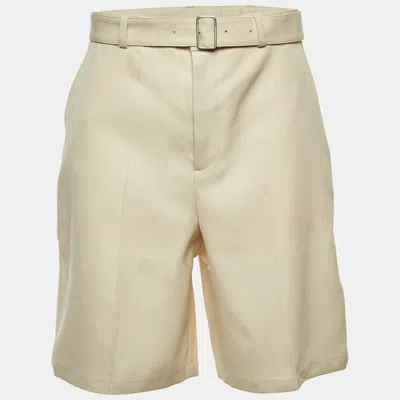 Pre-owned Jil Sander Light Beige Wool Gabardine Belted Shorts M In Sand