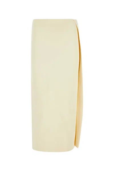 JIL SANDER LIGHT BEIGE WRAP MIDI SKIRT