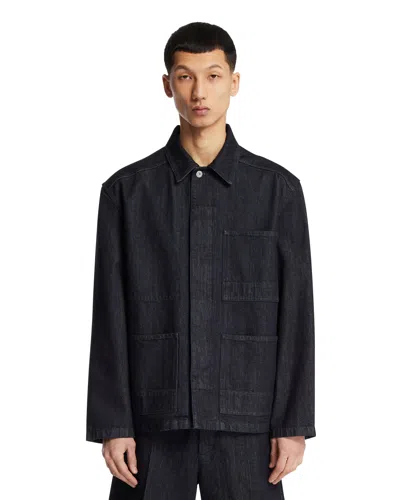 Jil Sander Light Blue Denim Jacket In Black
