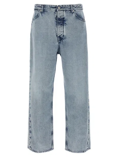 JIL SANDER LIGHT BLUE DIAGONAL COTTON JEANS