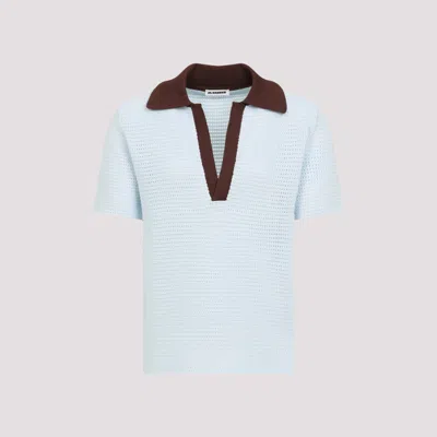 JIL SANDER LIGHT BLUE LIGHT BLUE PERFORATED POLO