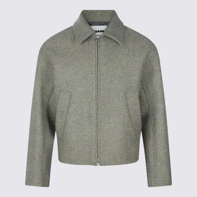 JIL SANDER JIL SANDER LIGHT GREEN WOOL CASUAL JACKET