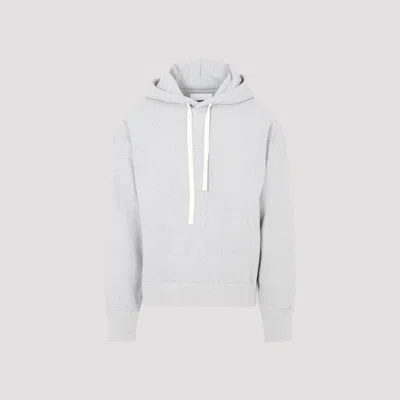 JIL SANDER LIGHT GREY COTTON HOODIE