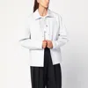 Jil Sander Light Grey Cotton Taffeta Jacket With Logo In White