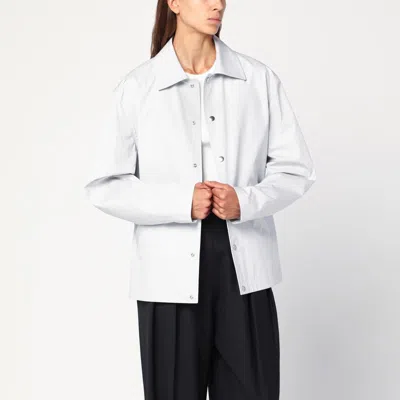 JIL SANDER LIGHT GREY COTTON TAFFETA JACKET WITH LOGO