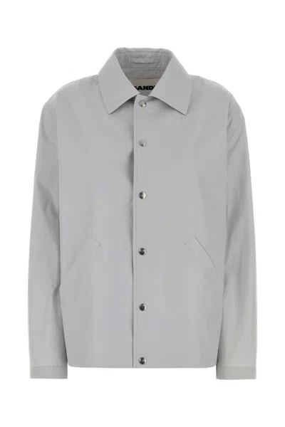 Jil Sander Taffeta Jacket With Long Sleeves And Pockets In Gray
