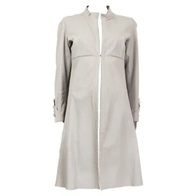 Pre-owned Jil Sander Light Grey Leather Coat Jacket 38 M In Gray