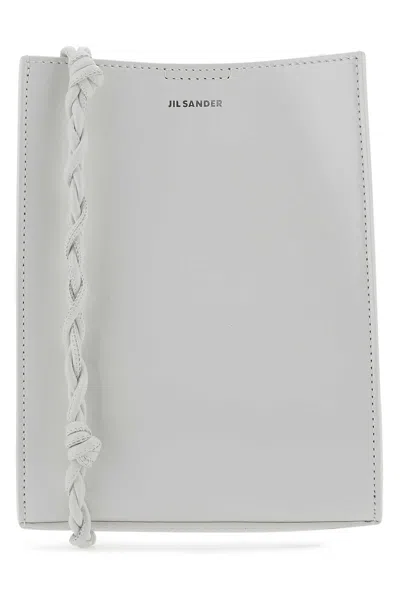 Jil Sander Light Grey Leather Small Tangle Shoulder Bag In Gray