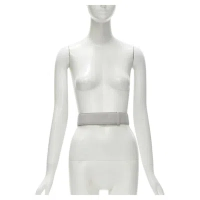 Pre-owned Jil Sander Light Grey Minimalist Wide Leather Waist Belt 75cm In Gray