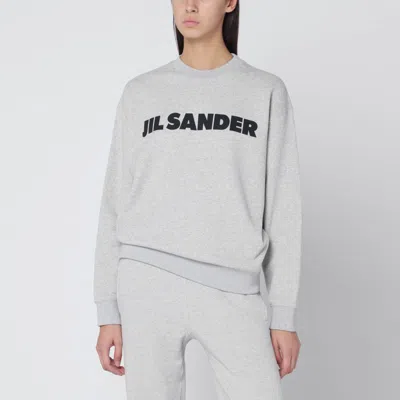 Jil Sander Light Grey Sweatshirt With Logo Print In Gray