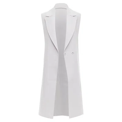 Jil Sander Light Grey Wool Blend Double Breasted Vest Coat Fr34 Xs In Blue
