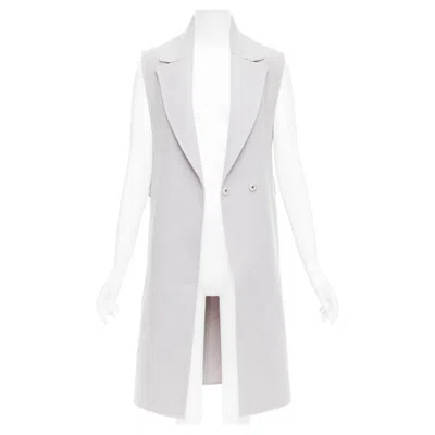 Pre-owned Jil Sander Light Grey Wool Blend Double Breasted Vest Coat Fr34 Xs In Gray
