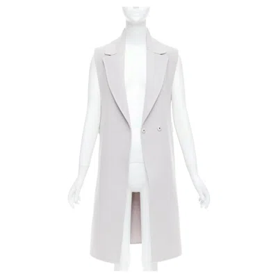 Pre-owned Jil Sander Light Grey Wool Blend Double Breasted Vest Coat Fr34 Xs In Gray