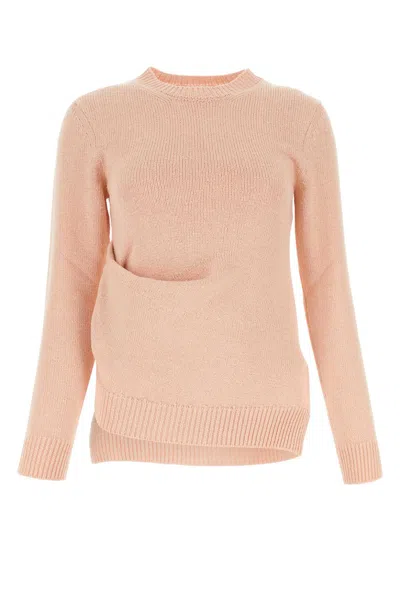 Jil Sander Light Pink Cotton Blend Sweater In Brown