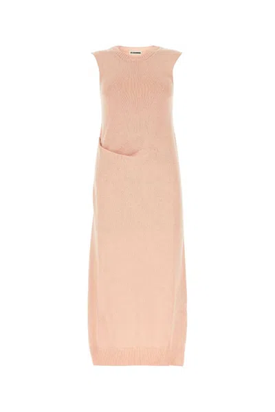 JIL SANDER LIGHT PINK FINE-KNIT MAXI DRESS