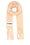 Jil Sander Soft Mohair Blend Scarf With Fringed Ends In Neutral