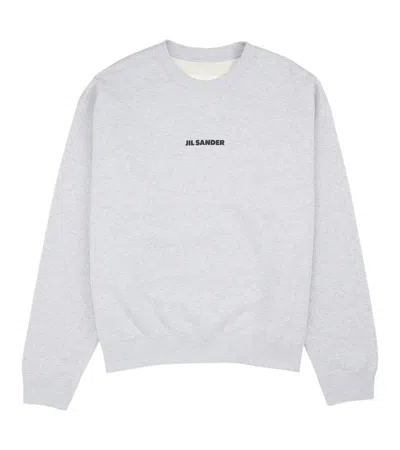 Jil Sander Light Soft Brushed Cotton Terry Sweatshirt In Gray