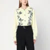 Jil Sander Light Yellow Cardigan With Floral Embroidery Women In Yellow