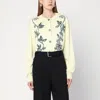 Jil Sander Light Yellow Cardigan With Floral Embroidery Women In Yellow
