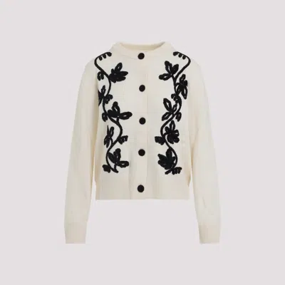 JIL SANDER LIGHT YELLOW EMBROIDERED CARDIGAN