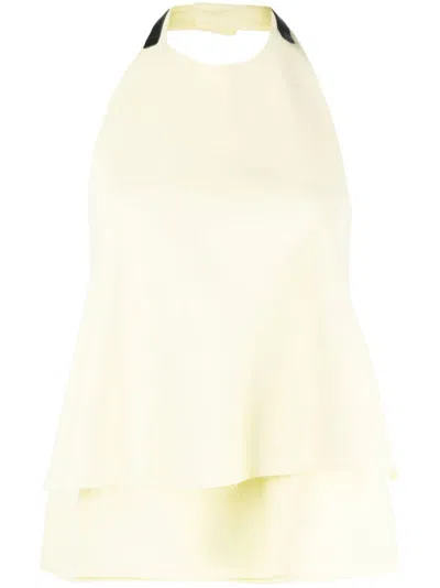 JIL SANDER LIGHT YELLOW HALTERNECK TOP