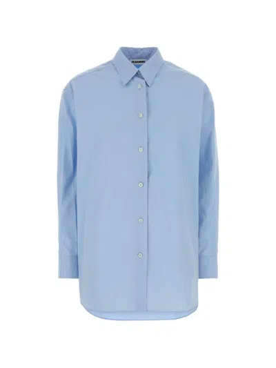 Jil Sander Oversized Poplin Shirt For Women In Blue