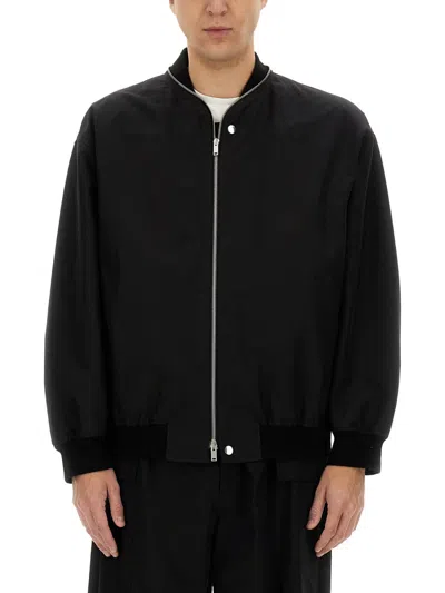 Jil Sander Lightweight Cotton Bomber Jacket Man In Black