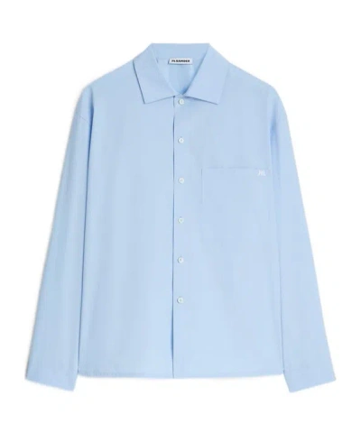 Jil Sander Lightweight Cotton Poplin Shirt In Blue