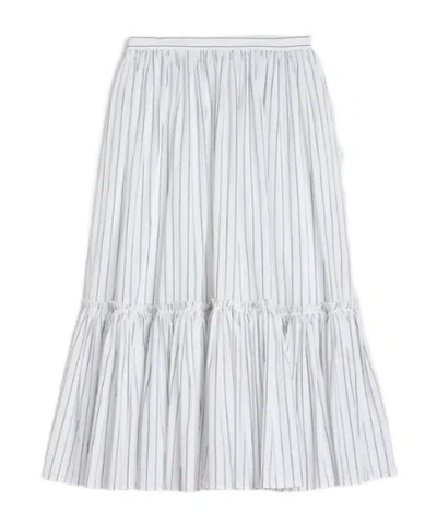 Jil Sander Striped Gathered Midi Skirt In Multi