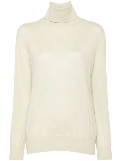 Jil Sander Turtleneck Sweater With High Neck And Soft Texture In White