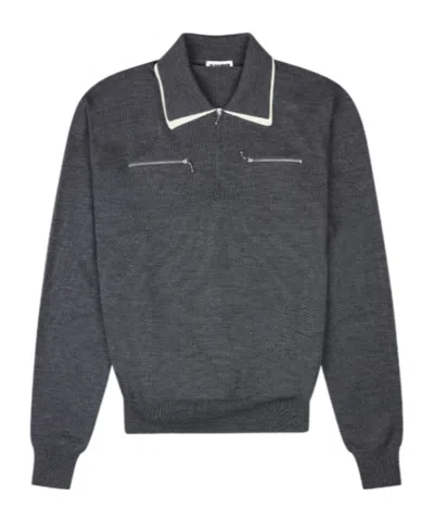 Jil Sander Lightweight Polo Jumper In Gray