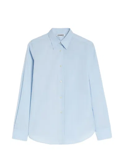 Jil Sander Lightweight Cotton Poplin Shirt In Blue