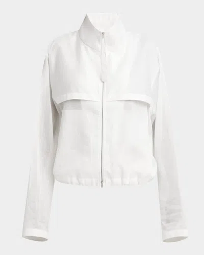 Jil Sander Lightweight Transparent Cotton Zip Jacket In White