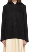 Jil Sander Zip-up Twill Shirt In Black