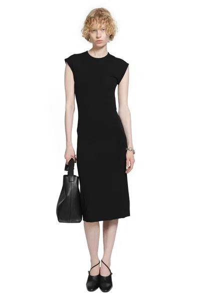 Jil Sander Lightweight Viscose Crew-neck Dress In Black